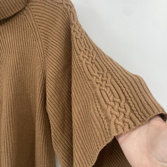 Anthropologie Size XS/S Petite Kali Poncho Sweater Brown Oversized Cable Knit - Picture 10 of 13